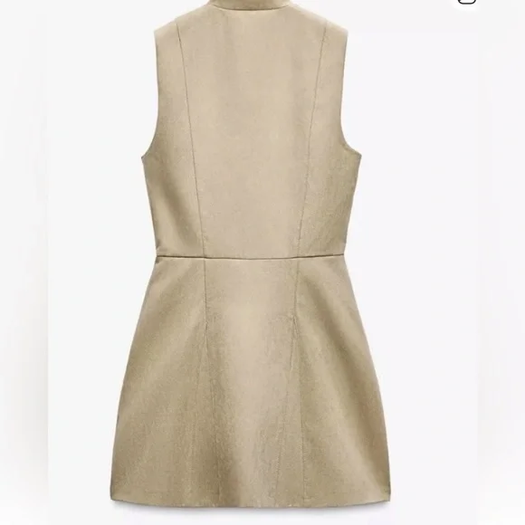 Zara NWT XS Suede Effect Zip Dress – Taupe - Picture 3 of 5
